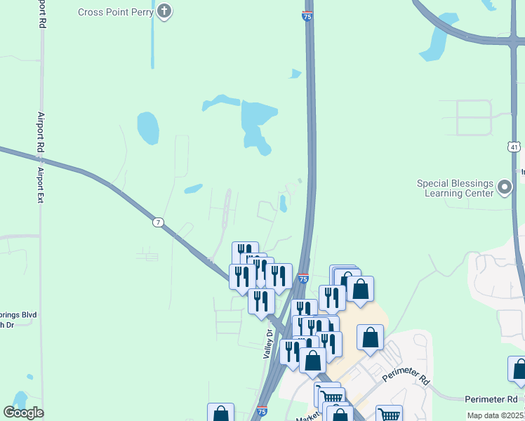 map of restaurants, bars, coffee shops, grocery stores, and more near 715 Mason Terrace in Perry
