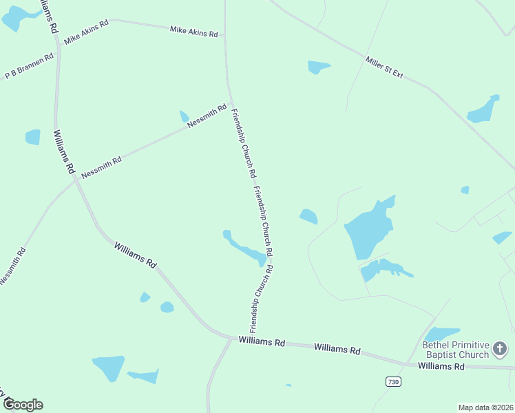 map of restaurants, bars, coffee shops, grocery stores, and more near 1553 Friendship Church Road in Statesboro