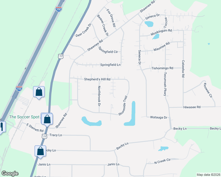 map of restaurants, bars, coffee shops, grocery stores, and more near 106 High End Court in Waxahachie
