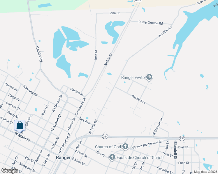 map of restaurants, bars, coffee shops, grocery stores, and more near 841-899 North Tiffin Road in Ranger
