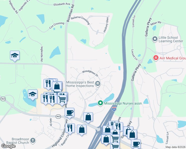 map of restaurants, bars, coffee shops, grocery stores, and more near 160 Deertrail Ln in Madison
