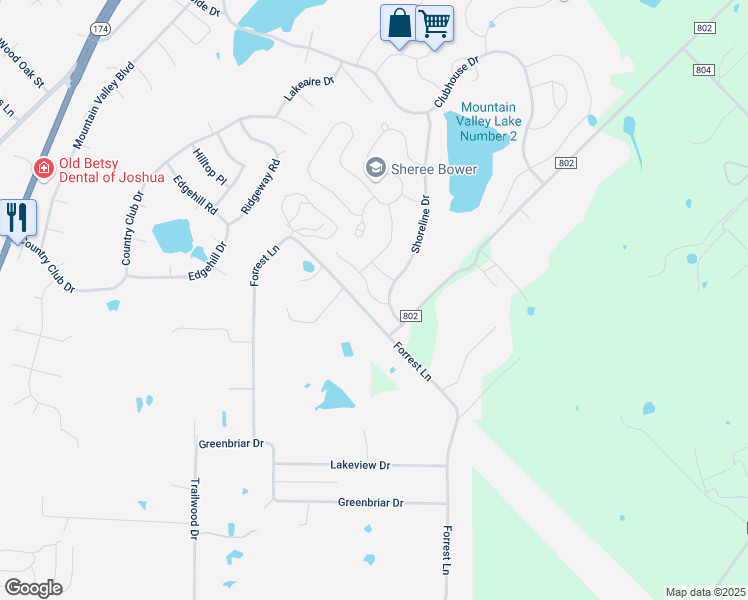 map of restaurants, bars, coffee shops, grocery stores, and more near 1098 Oak Knoll Court in Burleson