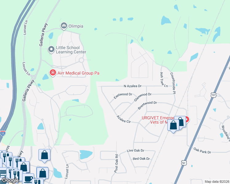 map of restaurants, bars, coffee shops, grocery stores, and more near 1036 North Azalea Drive in Madison