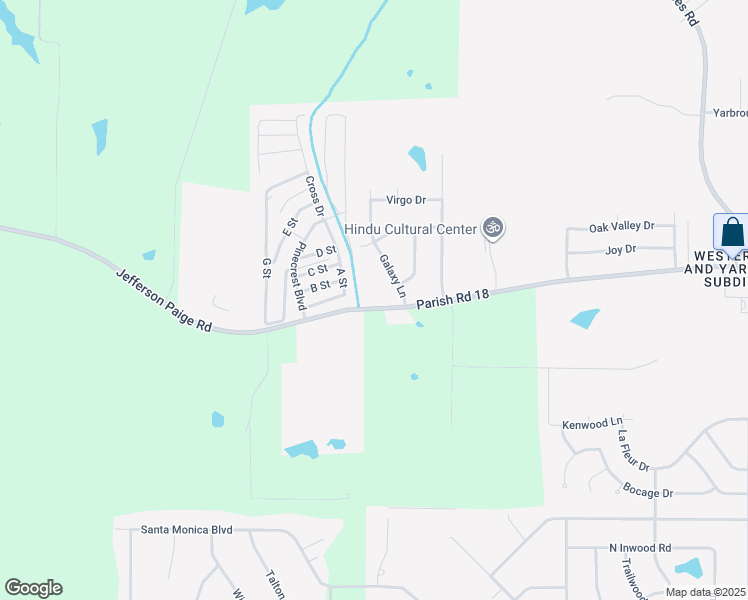 map of restaurants, bars, coffee shops, grocery stores, and more near 3516 Galaxy Lane in Shreveport