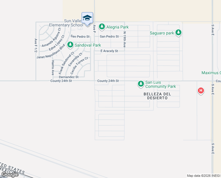 map of restaurants, bars, coffee shops, grocery stores, and more near County 24th Street in San Luis