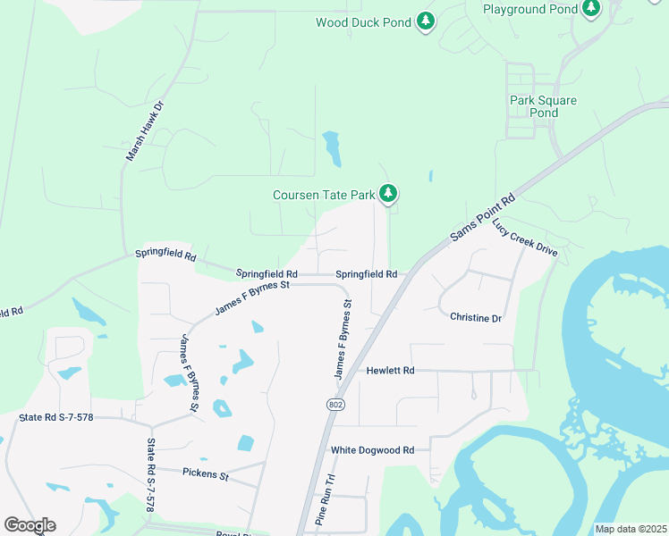 map of restaurants, bars, coffee shops, grocery stores, and more near 32 Springfield Road in Beaufort