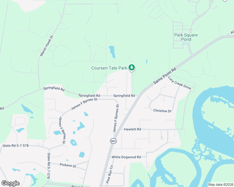 map of restaurants, bars, coffee shops, grocery stores, and more near 32 Springfield Road in Beaufort
