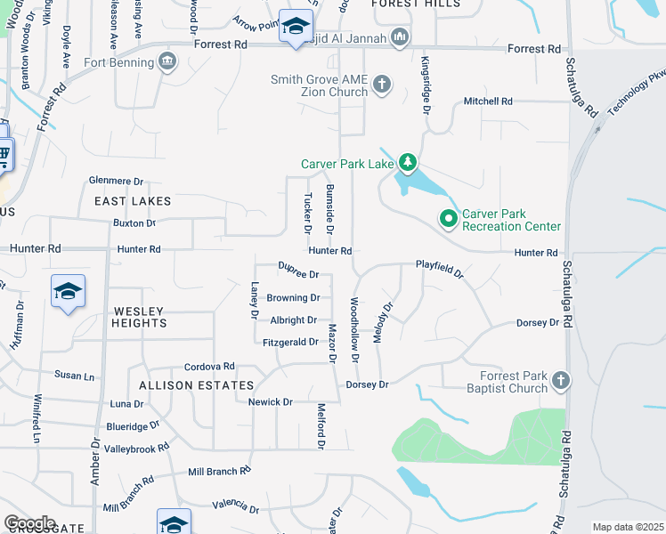 map of restaurants, bars, coffee shops, grocery stores, and more near 6349 Dupree Drive in Columbus