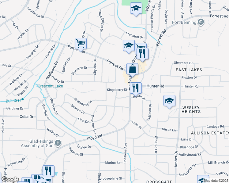 map of restaurants, bars, coffee shops, grocery stores, and more near 5342 Kingsberry Street in Columbus