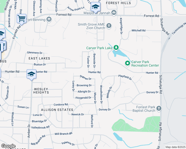 map of restaurants, bars, coffee shops, grocery stores, and more near 6349 Dupree Drive in Columbus