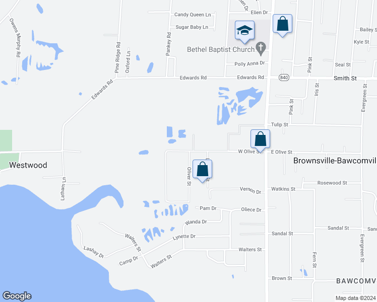map of restaurants, bars, coffee shops, grocery stores, and more near 946 West Olive Street in West Monroe