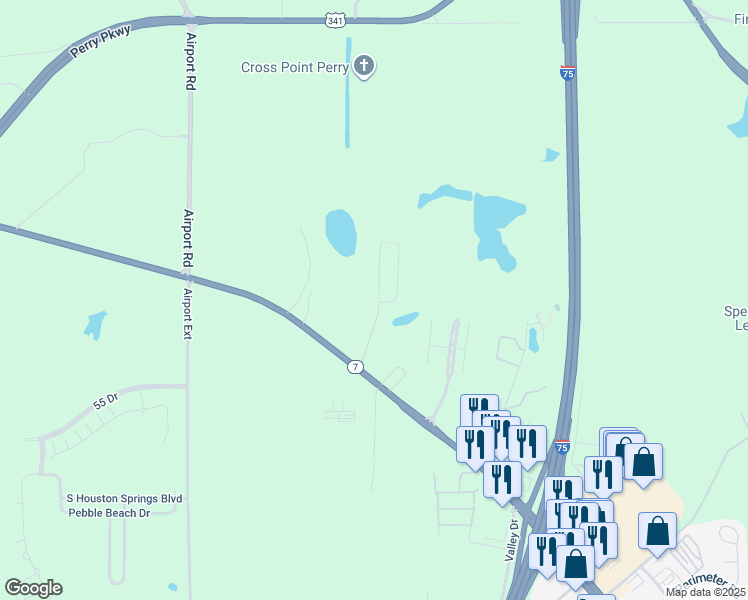 map of restaurants, bars, coffee shops, grocery stores, and more near 6a Warren Circle in Perry