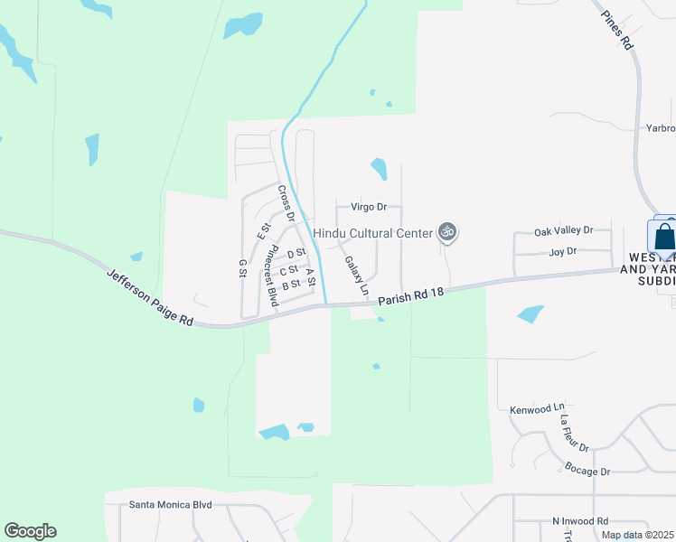 map of restaurants, bars, coffee shops, grocery stores, and more near 3516 Galaxy Lane in Shreveport