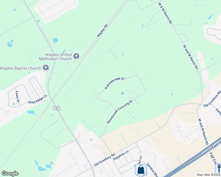 map of restaurants, bars, coffee shops, grocery stores, and more near 4819 North Woodcreek Drive in Granbury
