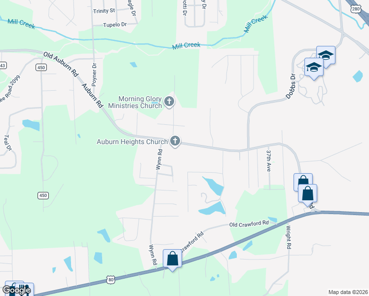 map of restaurants, bars, coffee shops, grocery stores, and more near 4301-4303 20th Street in Phenix City