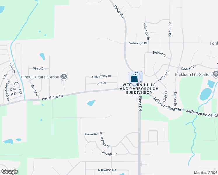 map of restaurants, bars, coffee shops, grocery stores, and more near 6420 Jefferson Paige Road in Shreveport