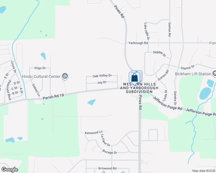 map of restaurants, bars, coffee shops, grocery stores, and more near 6420 Jefferson Paige Road in Shreveport