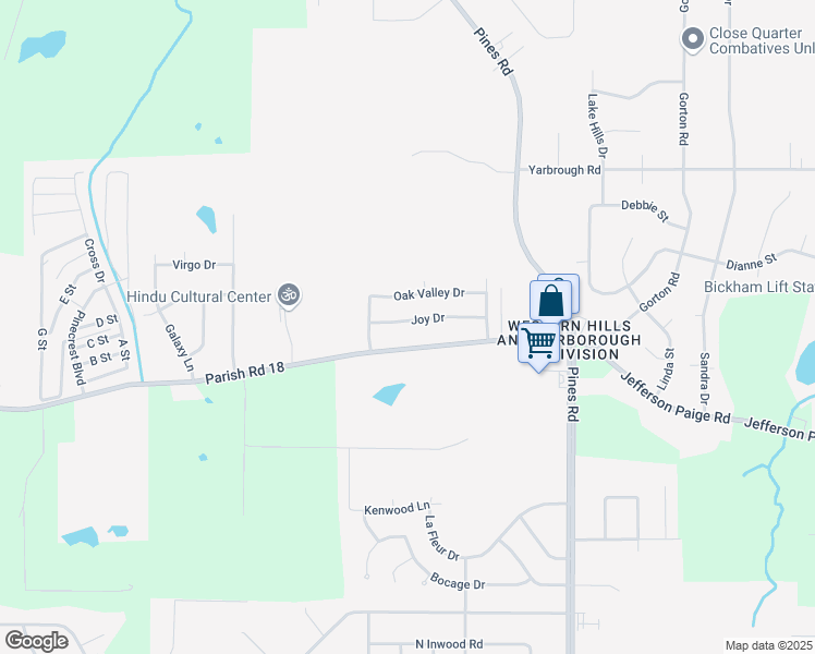 map of restaurants, bars, coffee shops, grocery stores, and more near 6444 Joy Drive in Shreveport