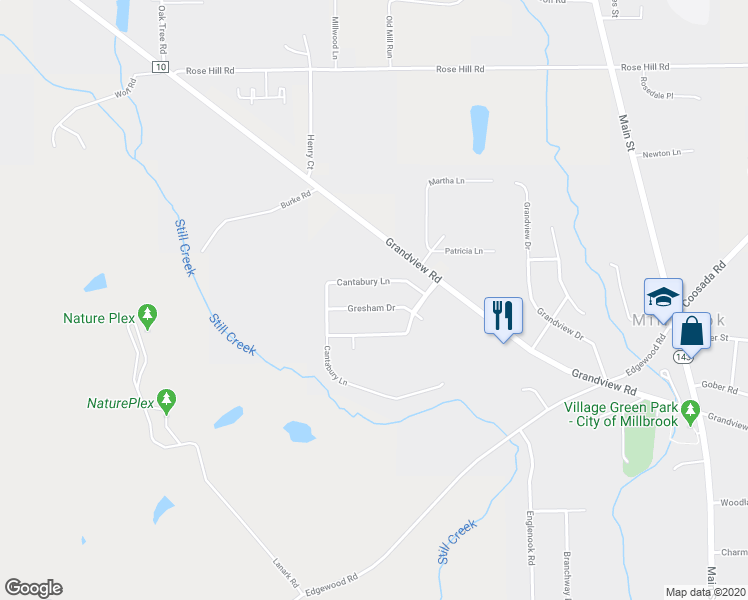 map of restaurants, bars, coffee shops, grocery stores, and more near 17 Plantation Oaks Boulevard in Millbrook