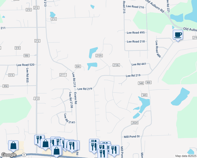 map of restaurants, bars, coffee shops, grocery stores, and more near 1170 Lee Road in Phenix City