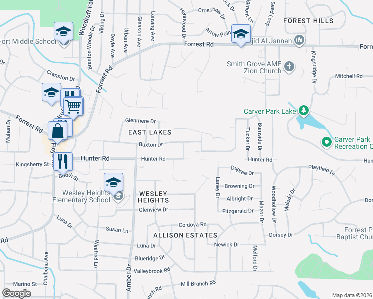 map of restaurants, bars, coffee shops, grocery stores, and more near 2113 Mary Allison Drive in Columbus
