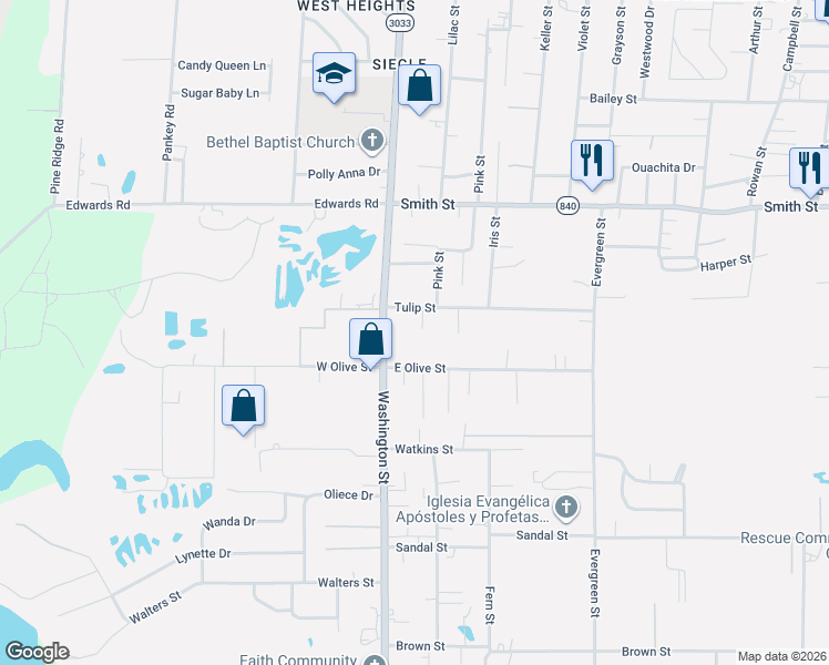map of restaurants, bars, coffee shops, grocery stores, and more near 413 Washington St in West Monroe