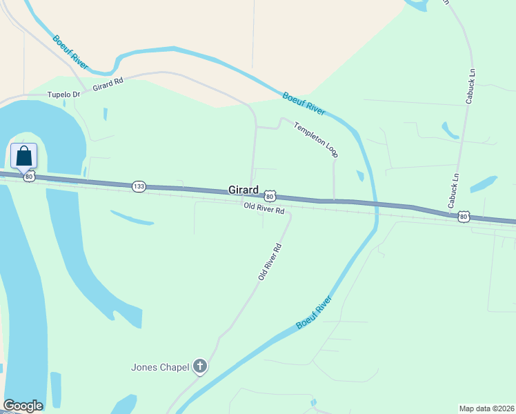 map of restaurants, bars, coffee shops, grocery stores, and more near Old River Road in Rayville