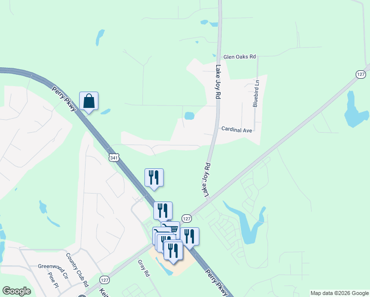 map of restaurants, bars, coffee shops, grocery stores, and more near 306 Grayton Way in Perry