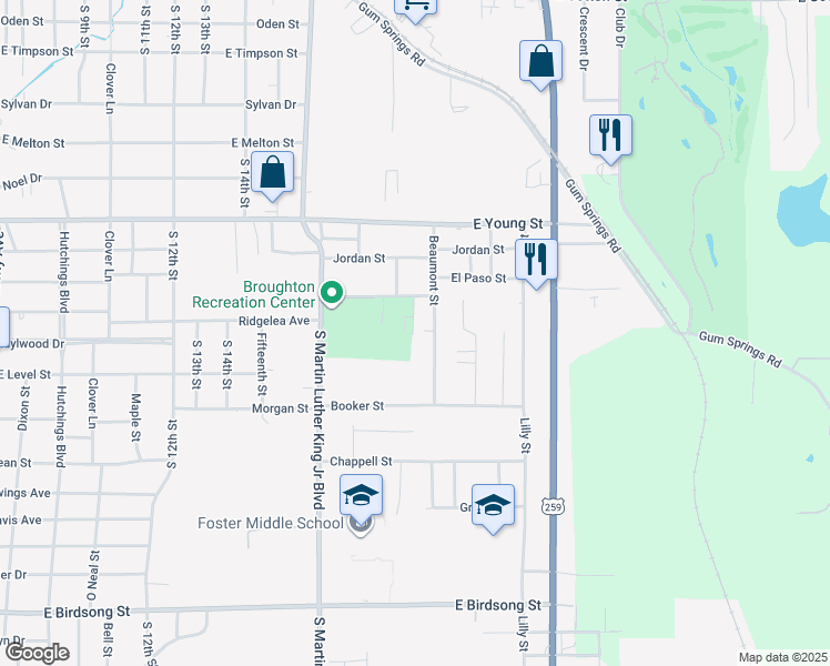 map of restaurants, bars, coffee shops, grocery stores, and more near 909 Orange Street in Longview