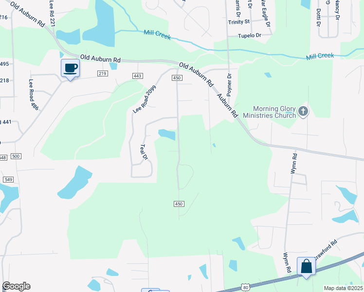 map of restaurants, bars, coffee shops, grocery stores, and more near 433 Lee Road 450 in Phenix City