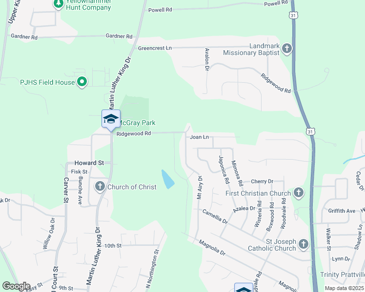 map of restaurants, bars, coffee shops, grocery stores, and more near 545 Mount Airy Drive in Prattville