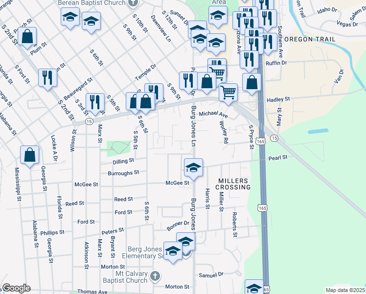 map of restaurants, bars, coffee shops, grocery stores, and more near 1820 Spyker Dr in Monroe