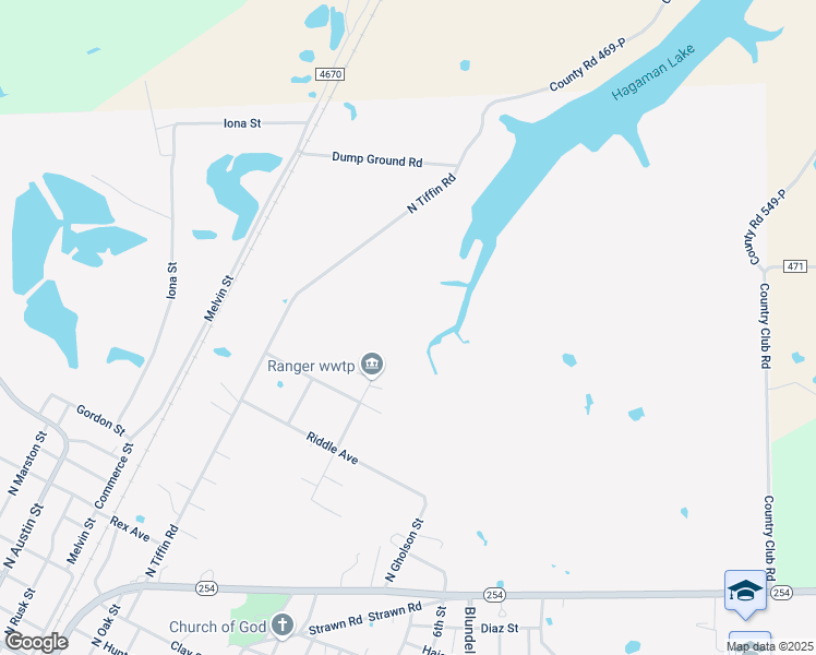map of restaurants, bars, coffee shops, grocery stores, and more near 1400 Garrett Street in Ranger