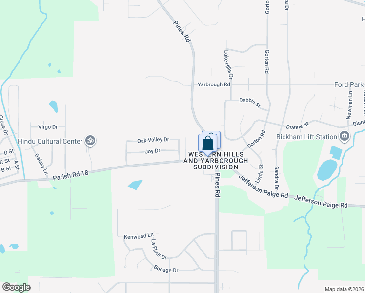 map of restaurants, bars, coffee shops, grocery stores, and more near 3531 Kingswood Drive in Shreveport