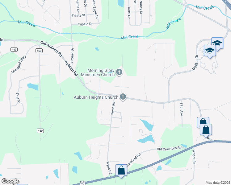 map of restaurants, bars, coffee shops, grocery stores, and more near 4400-4498 Co Road 59 in Phenix City