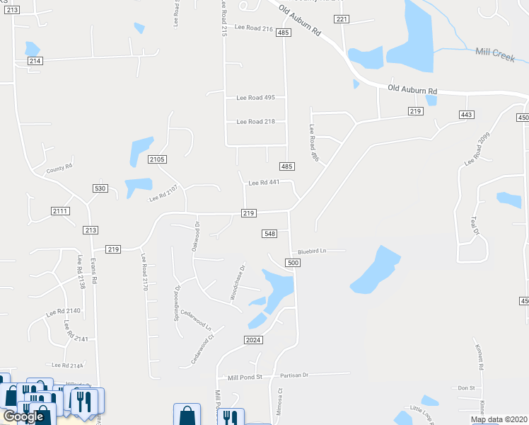 map of restaurants, bars, coffee shops, grocery stores, and more near 787 County Road 219 in Phenix City