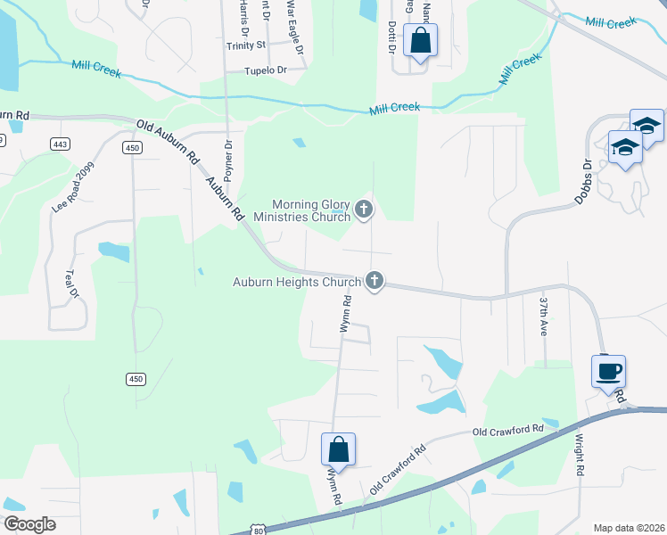 map of restaurants, bars, coffee shops, grocery stores, and more near 4400 County Road 59 in Phenix City