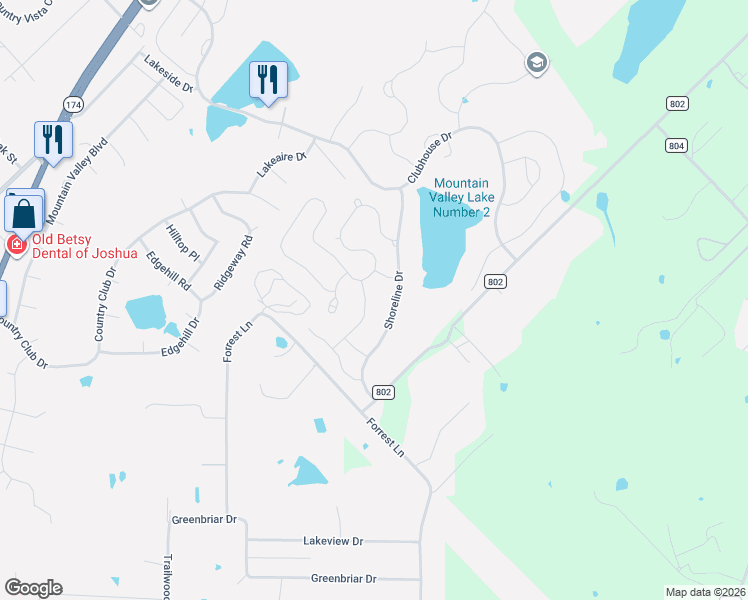 map of restaurants, bars, coffee shops, grocery stores, and more near 3132 Shoreline Drive in Burleson