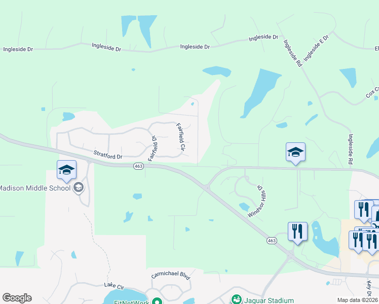 map of restaurants, bars, coffee shops, grocery stores, and more near 102 Somerset Cove in Madison