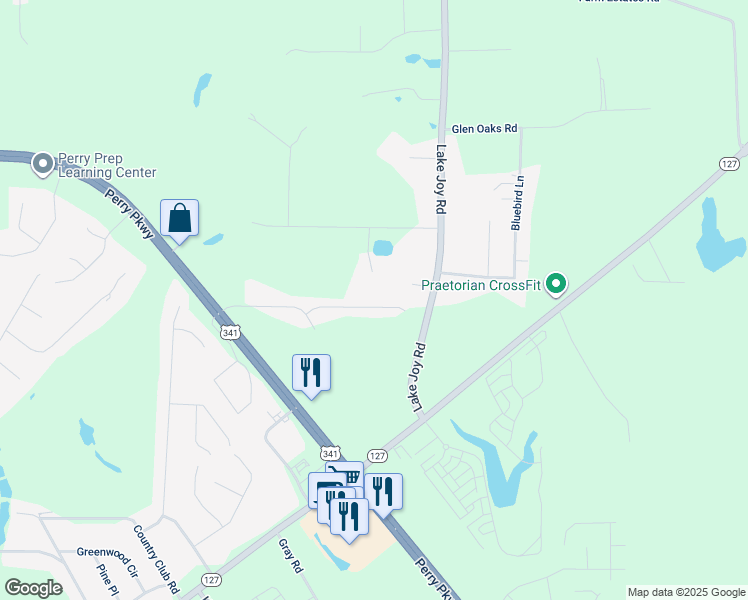 map of restaurants, bars, coffee shops, grocery stores, and more near 306 Grayton Way in Perry