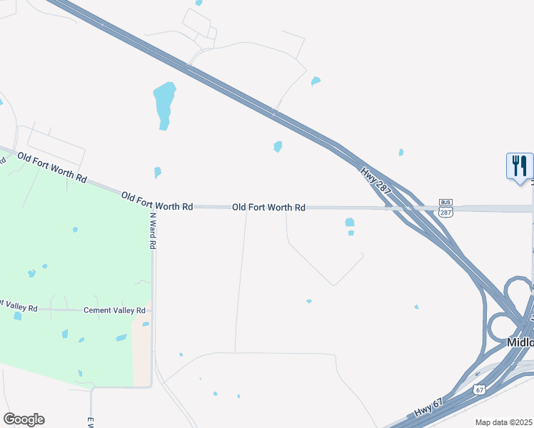 map of restaurants, bars, coffee shops, grocery stores, and more near 2724 Old Fort Worth Rd in Midlothian