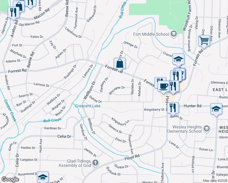 map of restaurants, bars, coffee shops, grocery stores, and more near 5005 Kingston Drive in Columbus