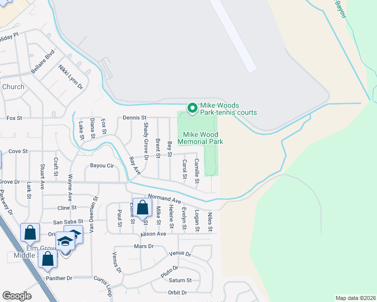 map of restaurants, bars, coffee shops, grocery stores, and more near 2109 Christine Avenue in Bossier City
