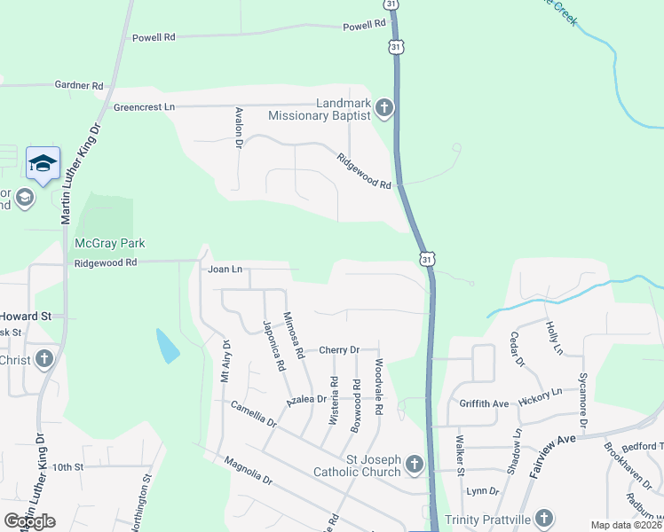 map of restaurants, bars, coffee shops, grocery stores, and more near 801 Wynwood Dr in Prattville