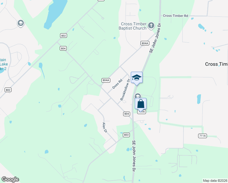 map of restaurants, bars, coffee shops, grocery stores, and more near 2820 Doss Road in Burleson