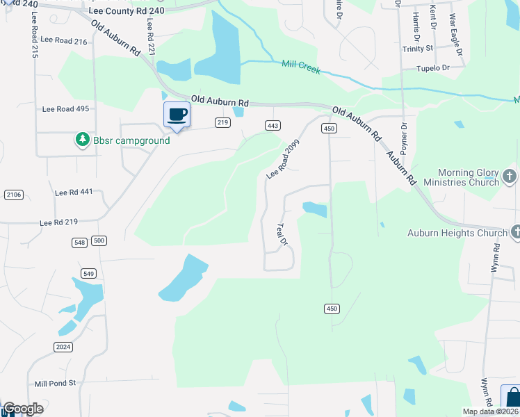 map of restaurants, bars, coffee shops, grocery stores, and more near Lee Road 2099 in Phenix City