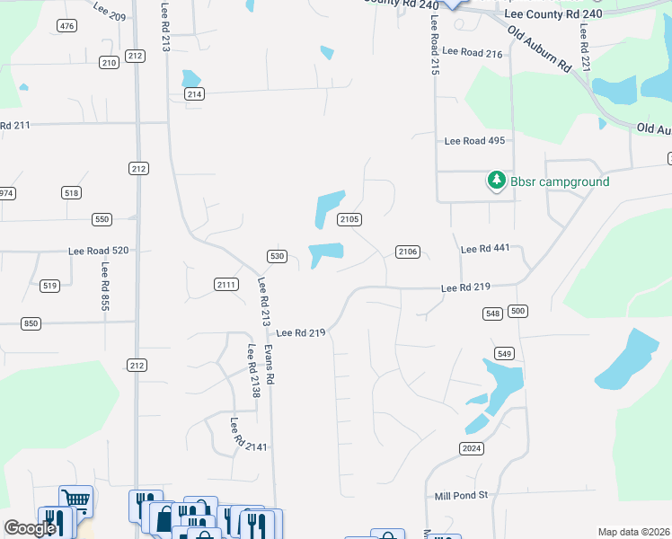 map of restaurants, bars, coffee shops, grocery stores, and more near 120 Lee Road 2107 in Phenix City