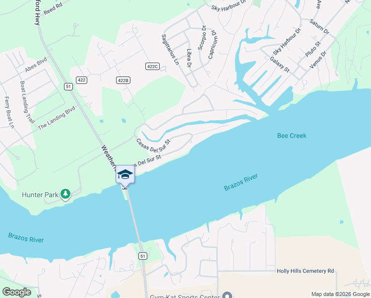 map of restaurants, bars, coffee shops, grocery stores, and more near 220 Casas Del Sur Street in Granbury