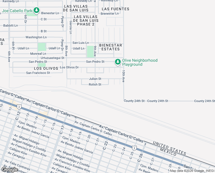 map of restaurants, bars, coffee shops, grocery stores, and more near Terrazas Dr in San Luis
