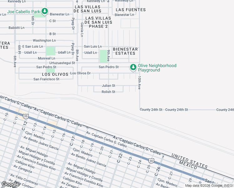 map of restaurants, bars, coffee shops, grocery stores, and more near 1932 Rolish Street in San Luis